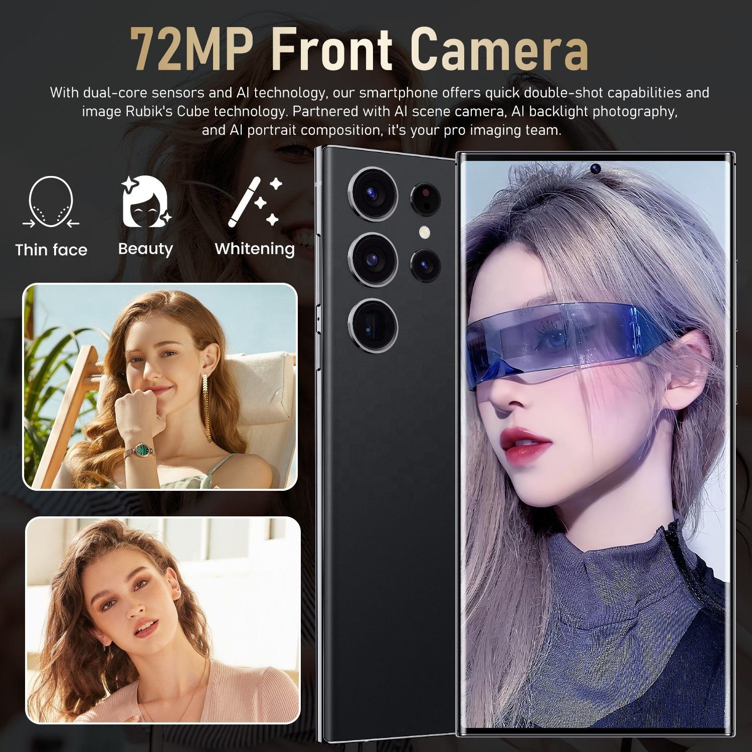 Original 5G Galaxy S24 Ultra 7.3 Inch Big Screen Smartphone Android 13 12GB+512GB Brand New Clone with LTE and CDMA Cellular
